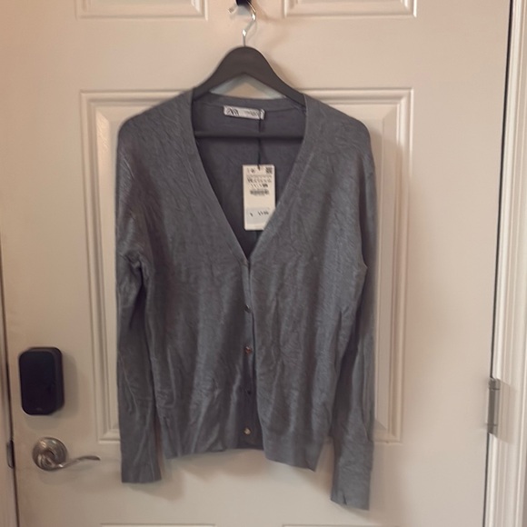 Zara Gray Knit Cardigan Sweater - Picture 1 of 5